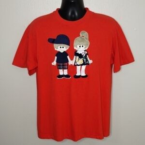 Vtg 80s 90s Adult Large T-shirt Tee Single Stitch USA Red Cottagecore Grandma